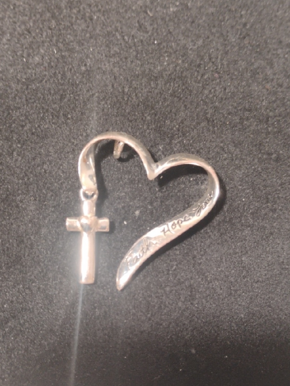 925 Sterling Silver Faith Hope Love Cross Pendant Sterling Silver